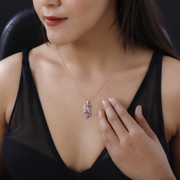 GP Italian Garden Kollektion- mehrfarbiger Diamant-Eulen-Anh&auml;nger mit 50cm Kette - 0,33 ct. image number 2