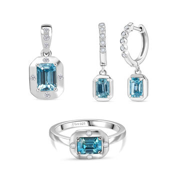 D'Joy AAA blaues und wei&szlig;es Zirkon Schmuckset