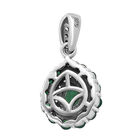 AAA Smaragd und Zirkon floraler Halo-Anhänger in Silber image number 4