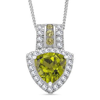 D'joy Nat&uuml;rlicher Peridot Anh&auml;nger mit Kette ca. 45 cm, 925 Silber rhodiniert ca. 3.36 ct