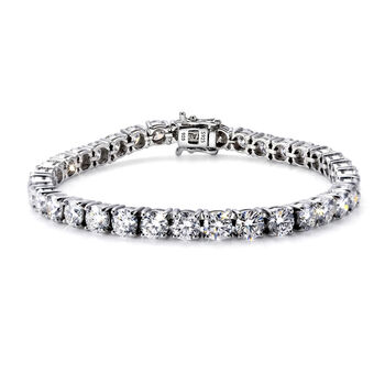 D'Joy Moissanit (Rund) Armband ca. 18 cm 925 Silber Rhodiniert ca. 16.54 ct