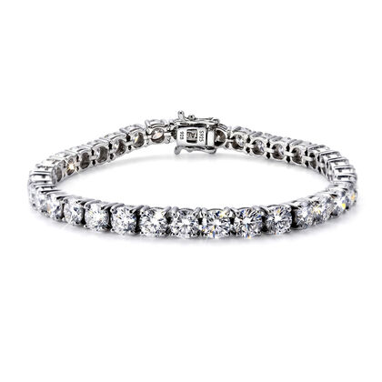 D'Joy Moissanit (Rund) Armband ca. 18 cm 925 Silber Rhodiniert ca. 16.54 ct