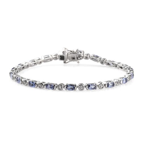 Tansanit und Zirkon Armband ca. 19 cm lange 925 Silber platiniert ca. 3,88 ct image number 0