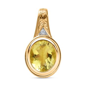 AAA Ouro Verde-Quarz, Wei&szlig;er Zirkon Anh&auml;nger 925 Silber Gelbgold Vermeil ca. 4.41 ct