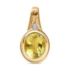 AAA Ouro Verde-Quarz, Weißer Zirkon Anhänger 925 Silber Gelbgold Vermeil ca. 4.41 ct