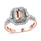 AAA Rosa Morganit, Weißer Diamant Ring 585 Gold (Größe 18.00) ca. 1.25 ct