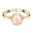 Natürlicher, äthiopischer Opal und weißer Zirkon-Ring, 925 Silber vergoldet  ca. 0,87 ct image number 0