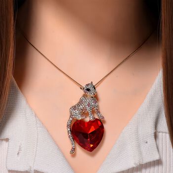 Roter Kristall Anh&auml;nger mit Kette ca. 71 cm + 5 cm Extender, goldfarben