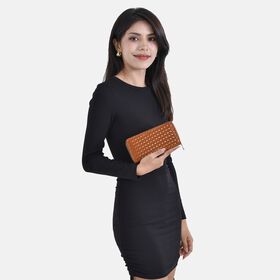 Elegantes RFID-Schutz Brieftasche in Braun mit geprägtem Webmuster