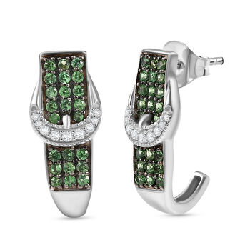 Tsavorite Granat, Moissanit Ohrringe 925 Silber rhodiniert ca. 1.33 ct