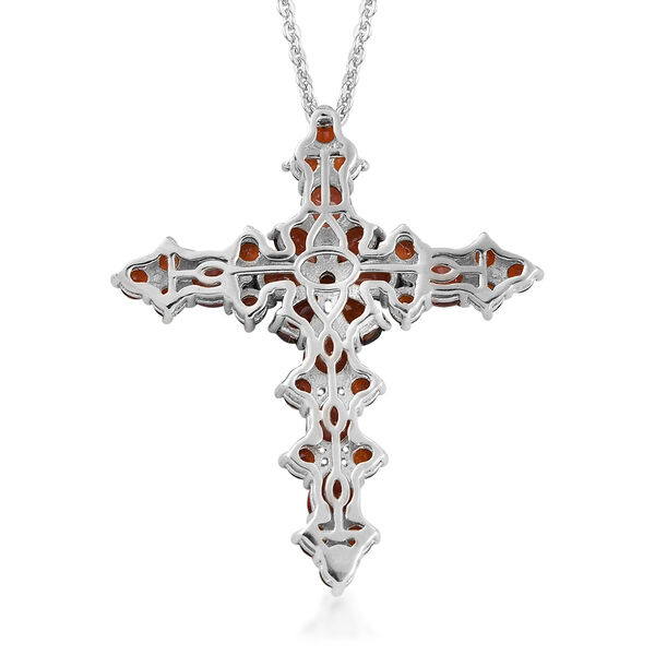 Roter Granat Kreuz-Anh&auml;nger mit Kette, ca. 6,16 ct image number 5