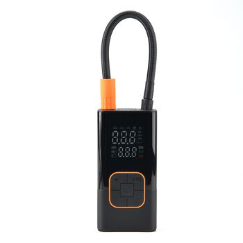 "Air pump Working voltage:  7.4V Cylinder diameter :17mm Pressure range: 0.35-10.3Bar/5-150PSI Battery capacity:4000 mAh  Product size 66*50*134mm Net weight: 0.4kg Package size: 80*70*145mm Color box weight: 0.52kg Quantity: 32pcs Carton size: 340*310*31