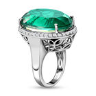 Smaragd-Triplett-Quarz und weißer Zirkon-Ring, 925 Silber platiniert  ca. 34,05 ct image number 4