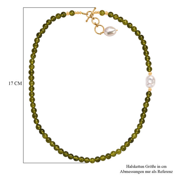 Peridot-Perlen und wei&szlig;e Barockperle Halskette, 45 cm image number 5