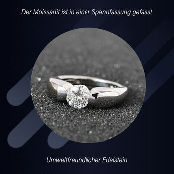 Moissanit Ring, 925 Silber  platiniert  - 0,94 ct.