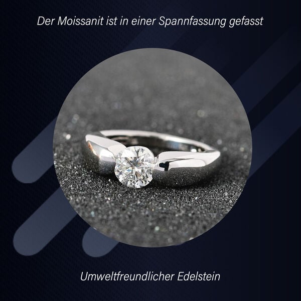 Moissanit Ring, 925 Silber platiniert - 0,94 ct. image number 2