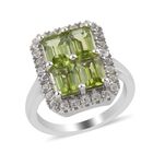 Peridot und Zirkon Ring 925 Silber Platin-Überzug image number 3