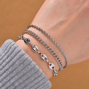 3er Set - Sehr Schick und Trendy Armb&auml;nder, Chirurgen-Edelstahl, Silberfarben