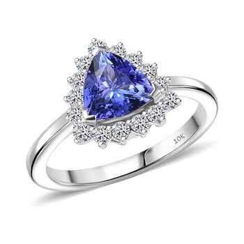 LUXURIANT AAA Tansanit und Labor Diamant Ring in 417 Wei&szlig;gold - 1,53 ct.