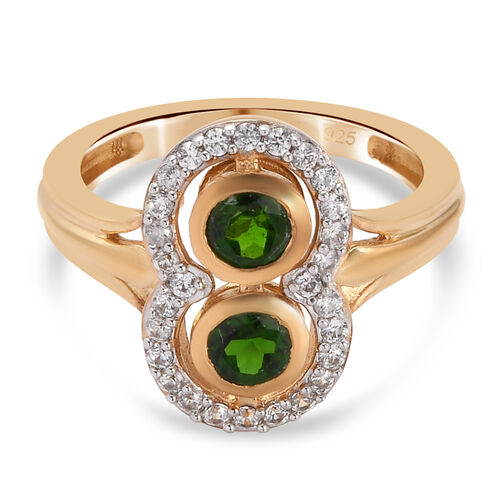 Natürlicher Chromdiopsid und Zirkon Ring 925 Silber vergoldet  ca. 0,98 ct image number 0