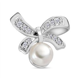 Süßwasserperle und Zirkonia-Anhänger - 1,13 ct.