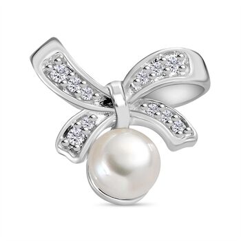 S&uuml;&szlig;wasserperle und Zirkonia-Anh&auml;nger, 925 Silber ca. 0.14 ct