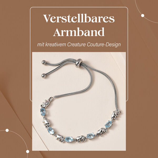 Himmelblauer Topas Armband ca. 25.5 cm Reines Messing platiniert ca. 2,65 ct. image number 2
