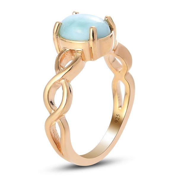 Larimar Solit&auml;r Ring 925 Silber 585 Vergoldet image number 4
