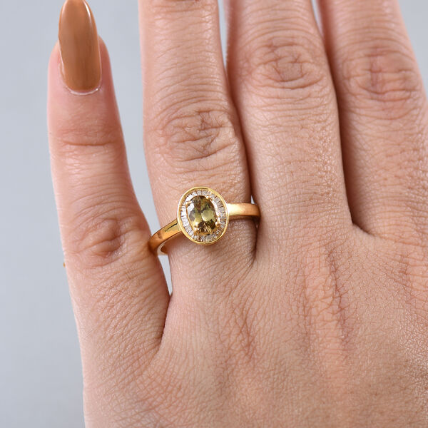 AA Nat&uuml;rlicher goldener Tansanit und Diamant Ring - 0,84 ct. image number 3