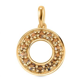 AA Nat&uuml;rlicher goldener Tansanit Kreis des Lebens Anh&auml;nger, 925 Silber 750 Gelbgold Vermeil ca. 0.87 ct