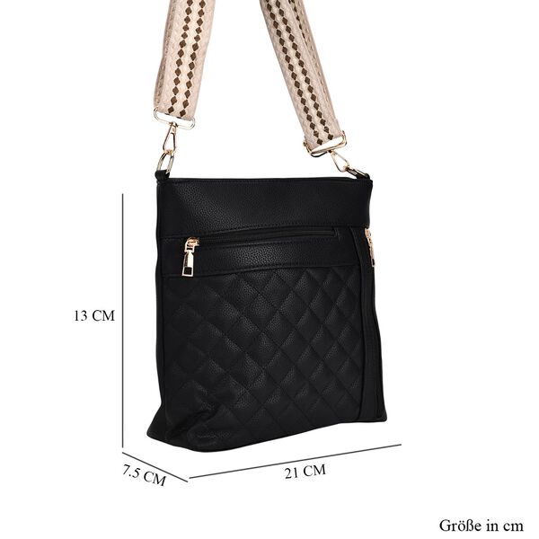 Crossbody-Tasche mit Steppmuster und Schultergurt, 3 Reißverschlussfächer, 21x13x7,5cm, Schwarz image number 7