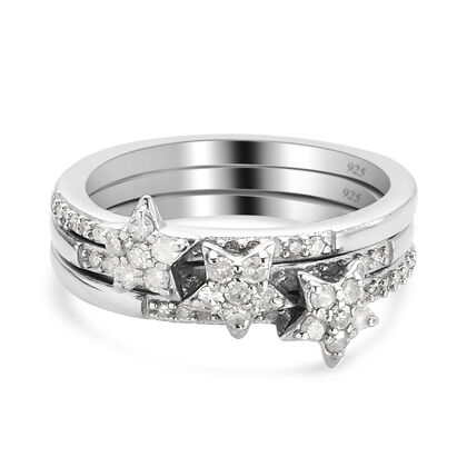 Diamant Ring 925 Silber platiniert (Größe 16.00) ca. 0,50 ct