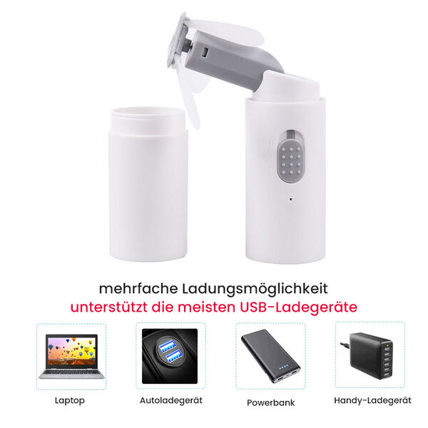 Tragbarer und wiederaufladbarer Mini-Ventilator mit Powerbank, Weiß image number 4