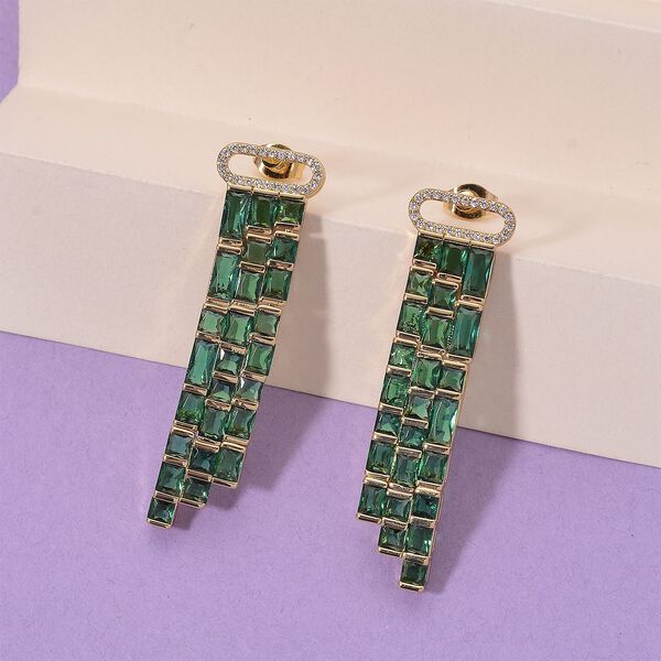 Wei&szlig;er Zirkonia, Glas Ohrringe, Nickelfreies Messing goldfarben image number 2