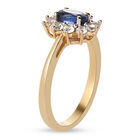 Blauer Saphir und Zirkon-Halo-Ring, 925 Silber vergoldet, 1,18 ct. image number 4