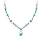 Amerikanische natürliche Sleeping Beauty Türkis  Halskette ca. 45 cm, 925 Silber platiniert ca. 6.28 ct