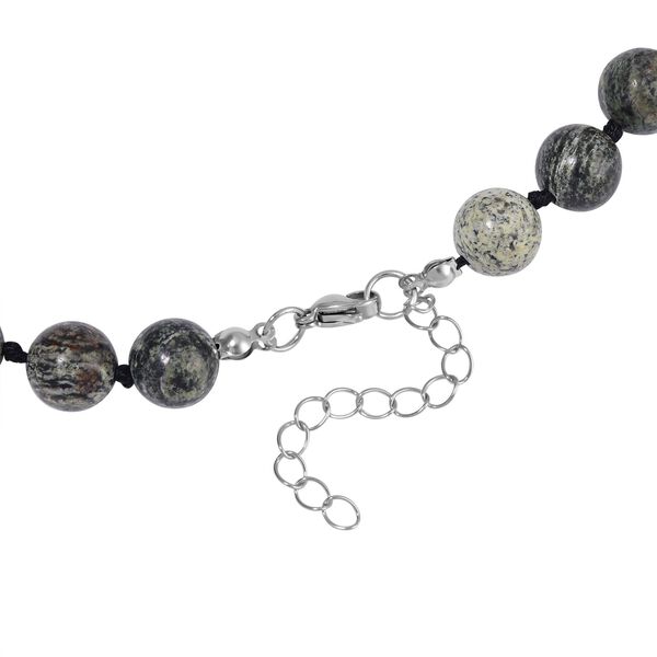 Grüner Zebra-Jaspis Halskette ca. 45 cm Reiner Edelstahl ca. 268,95 ct. image number 3