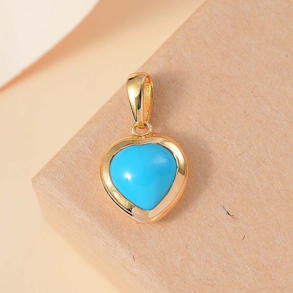 EINAMLIGES ANGEBOT - AA Amerikanischer natürlicher Sleeping Beauty Türkis Anhänger, 925 Silber 750 Gelbgold Vermeil ca. 3.04 ct image number 2