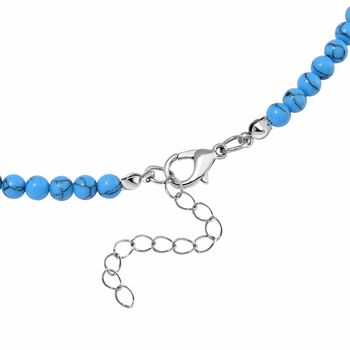 Blaue Howlit handgeschnitzte Blumen-Halskette, 45 cm - 150 ct.