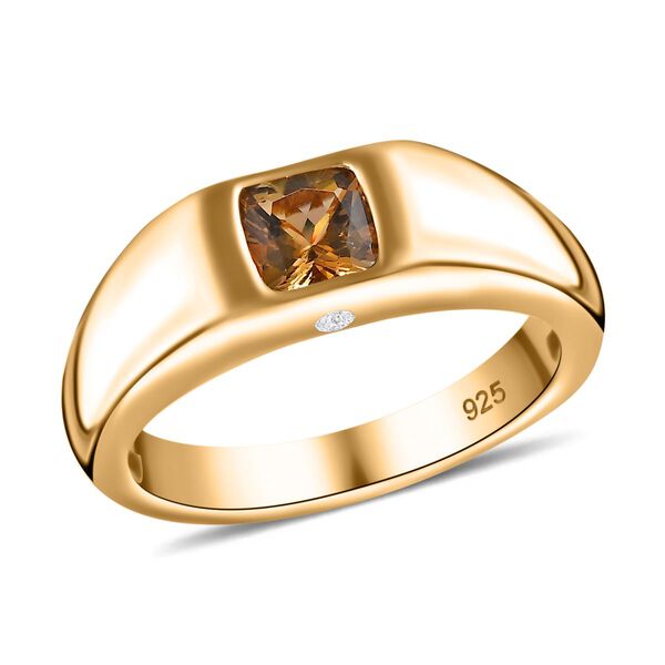 AA Natürlicher goldener Tansanit und Moissanit-Ring - 0,66 ct. image number 4