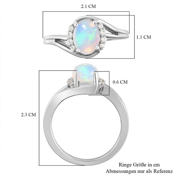 Nat&uuml;rlicher, &auml;thiopischer Opal und wei&szlig;er Zirkon-Ring, 925 Silber platiniert  ca. 1,01 ct image number 7