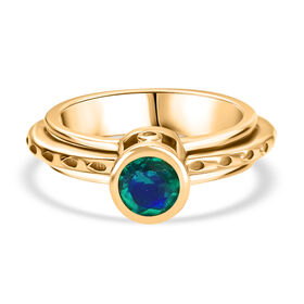 D'Joy Pfau Quarz Triplette Ring 925 Silber 750 Gelb Vergoldet (Größe 21.00) ca. 0,95 ct