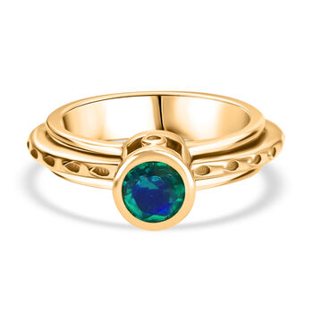 D'Joy Pfau Quarz Triplette Ring 925 Silber 750 Gelb Vergoldet (Gr&ouml;&szlig;e 21.00) ca. 0,95 ct