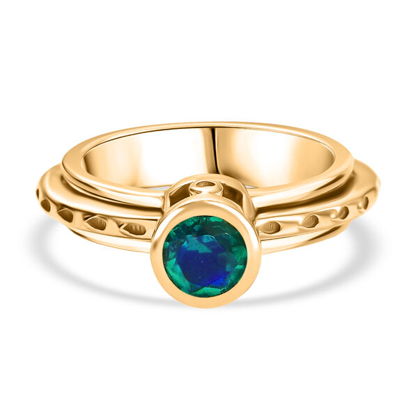 D'Joy Pfau Quarz Triplette Ring 925 Silber 750 Gelb Vergoldet (Gr&ouml;&szlig;e 21.00) ca. 0,95 ct