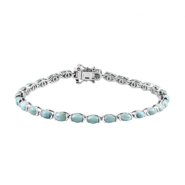 Larimar-Armband, ca. 20 cm, 925 Silber platiniert ca. 11,23 ct