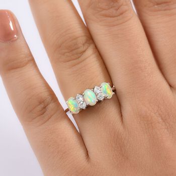 D'Joy AA Nat&uuml;rlicher, &auml;thiopischer Welo Opal und Zirkon Ring - 1,29 ct.