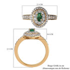 Sambischer Smaragd und Zirkon doppelter Halo-Ring in Silber image number 6