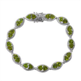 Natürliches Peridot Armband, ca. 18 cm, 925 Silber rhodiniert ca. 11.40 ct