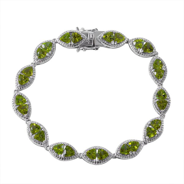 Natürliches Peridot Armband, ca. 18 cm, 925 Silber rhodiniert ca. 11.40 ct image number 0