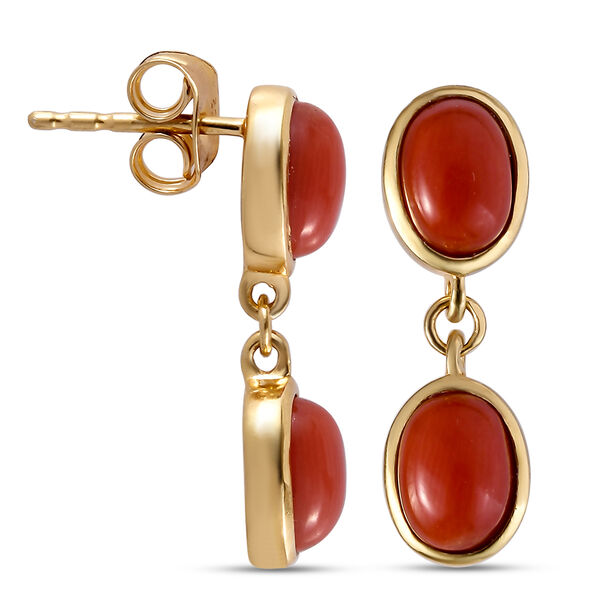 Koralle Ohrh&auml;nger 925 Silber vergoldet ca. 3,64 ct&nbsp; image number 4